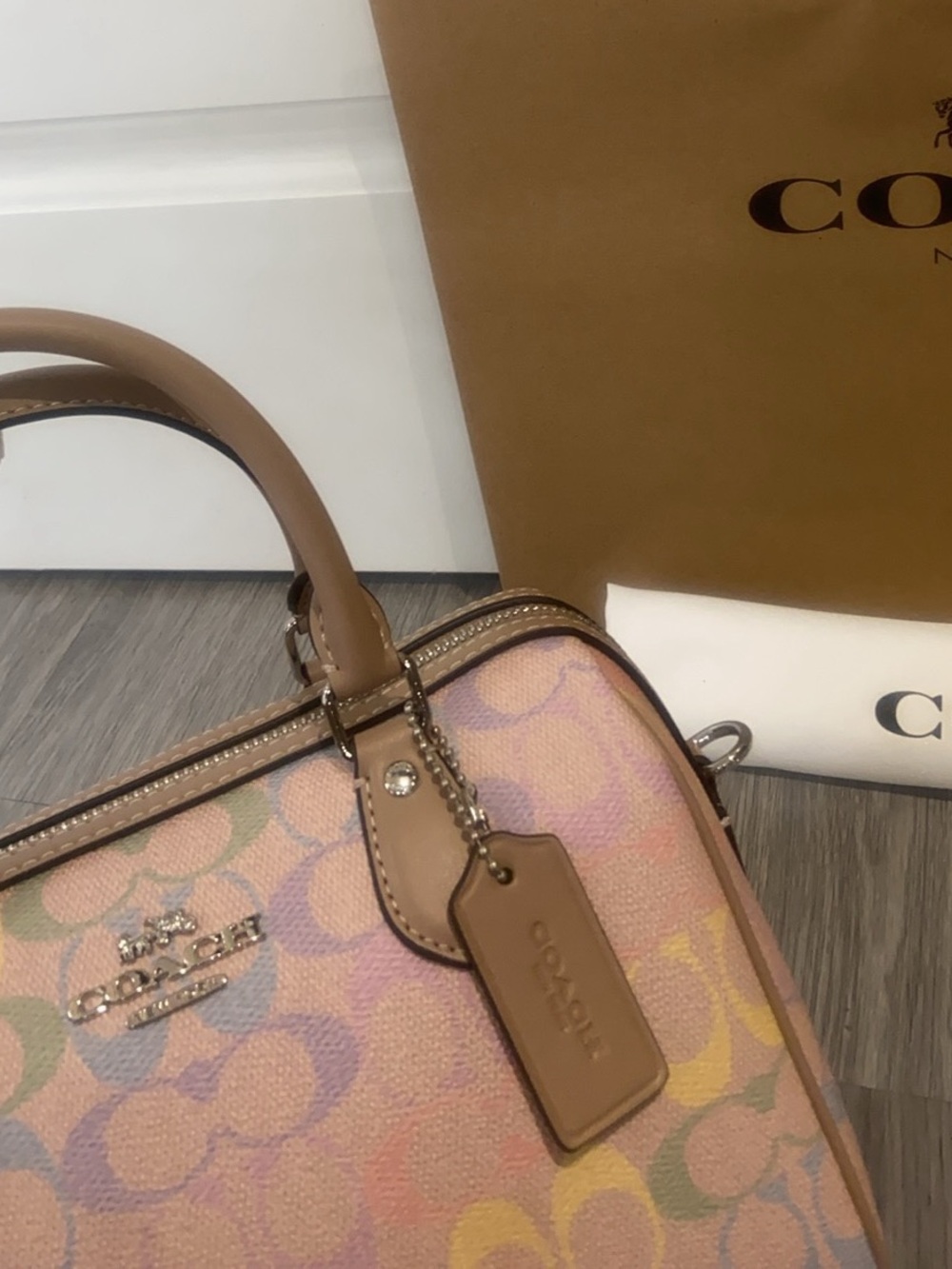 Coach Rainbow Signature Canvas Mini Boston Handbag Crossbody Bag - Picture 8 of 9